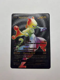 Black Foil Mewtwo VMAX Rainbow Fan Art Display Vmax Card NM - Image 1