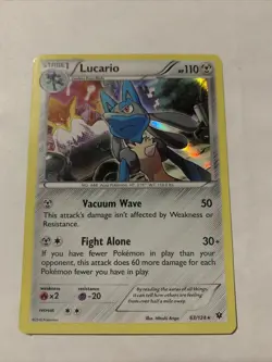 Lucario 63/124 HOLO Rare Pokemon XY Fates Collide Set TCG Card NM - Image 1