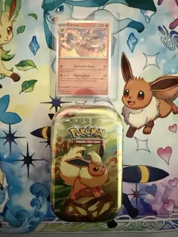 Pokemon Prismatic Evolutions Flareon TCG Mini Tin Sealed + Flareon Foil Card - Image 1