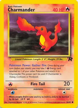 Charmander 50/82 Common Team Rocket Pokemon Unlimited Lightly Played - Image 1