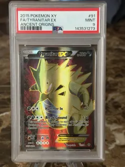 Pokemon TCG XY Ancient Origins Tyranitar EX 91/98 Full Art Holo PSA 9 MINT - Image 1