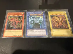 Yugioh Egyptian God Cards Set Slifer Obelisk Ra Ultra Rare YGLD-ENG01 G02 G03 - Image 1