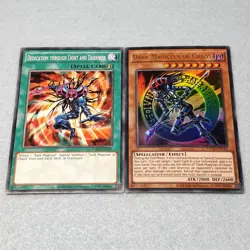 Yugioh Dark Magician of Chaos + Dedication Through Light and Darkness 2 Card Set - Image 1