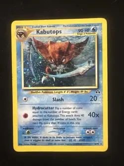 Pokemon TCG Kabutops Neo Discovery 6 Holo Unlimited Rare Card Swirl - Image 1