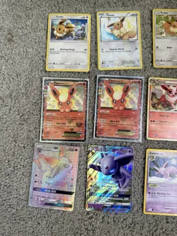 Eevee Evolutions 11 Card Lot Flareon, Espeon, Leafeon RARE cards + mew holo - Image 2