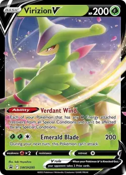 Virizion V SWSH295 Black Star Promo Sworld & Shield Full Art Holo Pokemon Card - Image 1