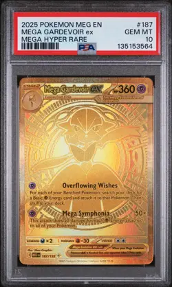 2025 POKEMON MEG EN MEGA GARDEVOIR EX #187 MEGA HYPER RARE PSA 10 - Image 1