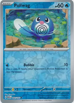 Poliwag 060/165 Common 151 Pokemon Reverse Holo Moderately Played - Image 1
