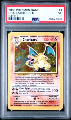 Charizard Holo Rare 4/130 2000 Base Set 2 Pokemon English PSA 3 - Image 1