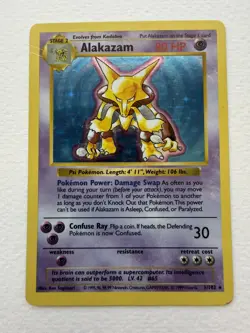 Alakazam 1/102 Base Set Shadowless Holo Rare Holo POKEMON - Image 1