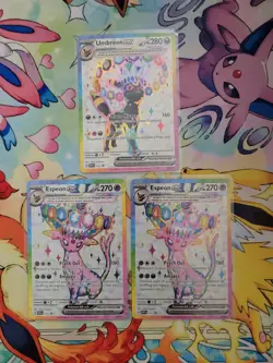 POKEMON 2 ESPEON EX 175 & 1 UMBREON 176 EX PROMO FULL ART PRISMATIC CLEAN - Image 1