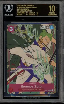 One Piece Roronoa Zoro Promo English 1st Anniversary OP01-025 Bgs 10 Black Label - Image 1