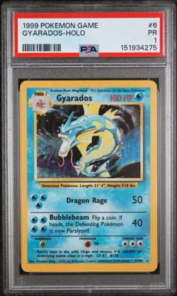 1999 POKEMON GAME #6 GYARADOS-HOLO PSA 1 - Image 1