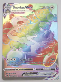 Snorlax VMAX 206/202 Rainbow Secret Rare Pokemon Sword & Shield Full Art Read Co - Image 2
