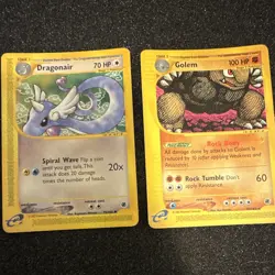Pokemon TCG Expedition Base Set Lot 2 Dragonair 75/165 & Golem 49/165 - Image 1