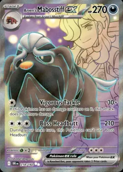 Arven's Mabosstiff ex 218/182 Ultra Rare Destined Rivals Pokemon Holo Near Mint - Image 1