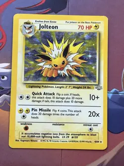 Pokemon Jolteon Holo Rare TCG Card 4/64 Jungle Base Set - Image 1