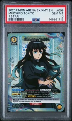 2025 UNION ARENA DEMON SLAYER VOL.2 038 MUICHIRO TOKITO 1 STAR PSA 10 GEM MINT - Image 1