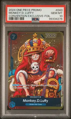 2024 ONE PIECE PROMO MONKEY D. LUFFY #043 CONVENTION EXCLUSIVE-FOIL PSA 10 - Image 1