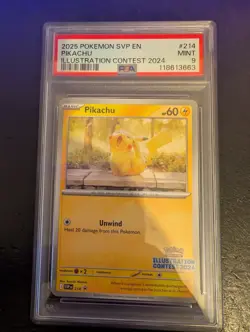 Pikachu SVP214 - Illustration Contest 2024 - Pokemon Card - PSA 9 - Image 1
