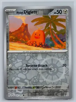 Alolan Diglett 122/191 Common Surging Sparks Pokemon Card Reverse Holo Near Mint - Image 1