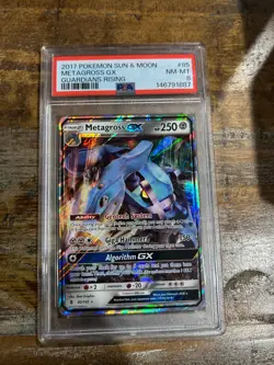POKEMON 2017 Sun Moon Guardians Rising METAGROSS GX #85 PSA 8 RARE - Image 1