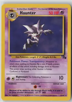Haunter 21/62 Rare Fossil Pokemon Unlimited Near Mint - Image 1