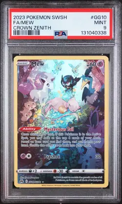 2023 POKEMON SWORD & SHIELD CROWN ZENITH #GG10 FULL ART/MEW PSA 9 - Image 1