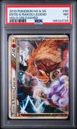2010 POKEMON HEARTGOLD & SOULSILVER UNLEASHED ENTEI & RAIKOU LEGEND-HOLO PSA 7 - Image 1