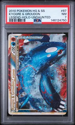 2010 POKEMON HEARTGOLD & SOULSILVER UNDAUNTED KYOGRE & GROUDON LEGEND-HOLO PSA 7 - Image 1