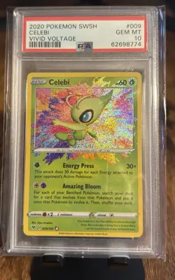 2020 Pokemon TCG Celebi Vivid Voltage Holo Card 009/185 Amazing Rare, Ungraded - Image 1