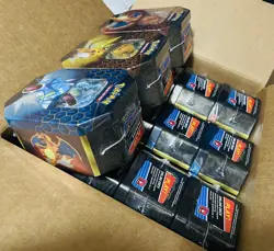Pokemon Hidden Fates Case of 12 Tins (4 of each art - Charizard Gyarados Raichu) - Image 4