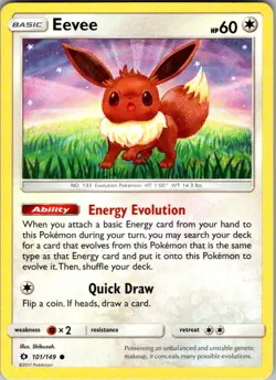 Eevee SM Base Set 101/149 Common Pokemon Near Mint - Image 1