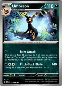 Umbreon Obsidian Flames 130/197 Uncommon Pokemon Near Mint - Image 1
