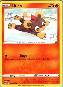 Litleo Lost Origin 028/196 Common Pokemon Near Mint - Image 1
