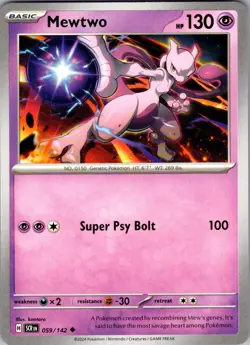 Mewtwo Stellar Crown 59/142 Uncommon Pokemon Near Mint - Image 1