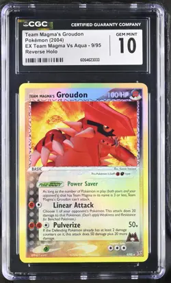 CGC 10 Team Magma's Groudon EX Team Magma Vs Aqua 9/95 Reverse Holo Pokemon - Image 1