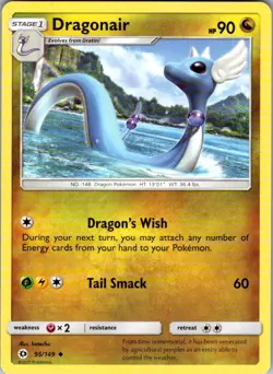 Dragonair SM Base Set 95/149 Uncommon Pokemon Near Mint - Image 1