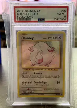 Pokemon Chansey 70/108 Evolutions Holo Rare English 2016 PSA 8 Graded - Image 1