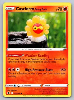 Castform Sunny Form 022/198 Common Chilling Reign Pokemon NM 2021 - Image 1