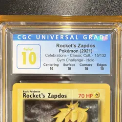 Pokemon Celebrations Rocket's Zappos Gym Challenge 15/132 CGC PERFECT 10 - Image 2