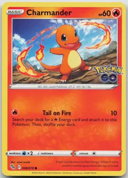 Charmander 008/078 Common Pokemon GO Pokemon Near Mint - Image 1