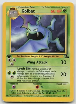 Golbat 34/62 Uncommon Fossil Pokemon 1st Edition Moderately Played - Image 1