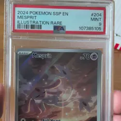 Pokemon TCG Mesprit Card 204/191 Surging Sparks Illustration Rare PSA 9 - Image 2