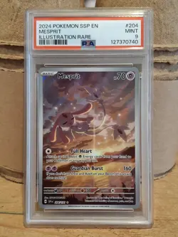 Pokemon TCG Mesprit Card 204/191 Surging Sparks Illustration Rare PSA 9 - Image 1