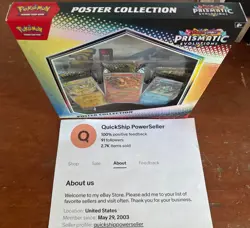 Pokemon TCG Prismatic Evolutions Poster Collection 3 Booster Packs Bundle Sealed - Image 1