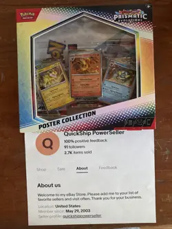 Pokemon TCG Prismatic Evolutions Poster Collection 3 Booster Packs Bundle Sealed - Image 2
