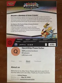 Pokemon TCG Prismatic Evolutions Poster Collection 3 Booster Packs Bundle Sealed - Image 3
