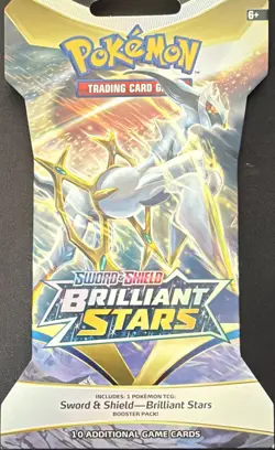 Pokemon Sword & Shield Brilliant Stars Arceus Booster Pack 10 Cards - Image 1