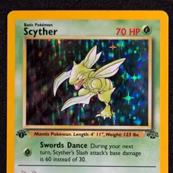 1st Edition Scyther 10/64 Holo First Jungle 1999 Pokemon TCG Rare Card WOTC | LP - Image 3